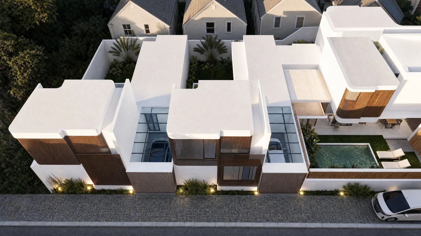 The plot from above. Neighbours sit close on every side.
